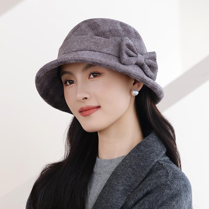 Шляпа Леди Мать Зима Утолщенная Теплая Шерстяная Шляпа-Ведро Весна И Осень Бабушкина Шляпа-Цилиндр Для Пожилых M（56-58cm）