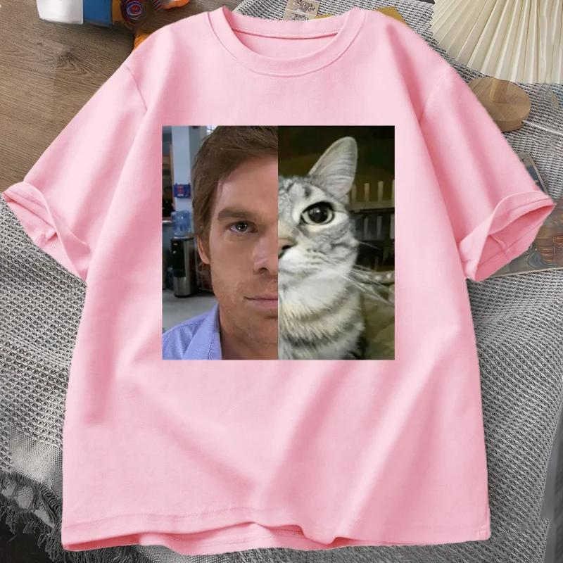 Magliette Gatto Dexter Morgan Magliette Divertenti Manica Corta Girocollo T-shirt Unisex Streetwear Abbigliamento Donna Harajuku Maglietta Stampata Top