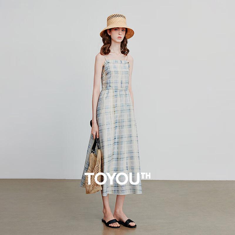 Women s French Retro Plaid A-Line Dress S