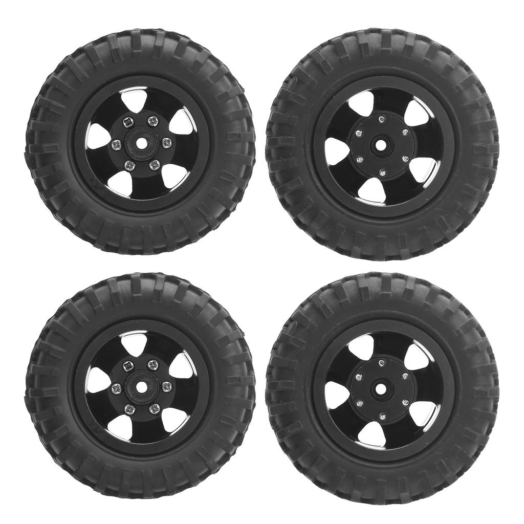 2Pcs RC Rear Twin Tire Wheel Tyre 55mm Dia Fit for WPL D12 1 10 Remote Control TruckBlack