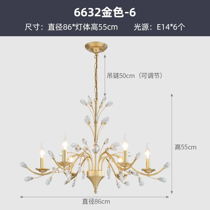 Vintage Crystal Chandeliers for Living Dining Bedroom Kitchen LED Pendant Lamp Lustre American Hotel Villa Hanging Lights