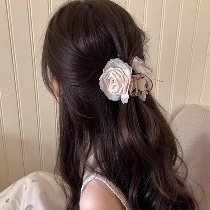Elegante Rosenblumen Haarspange für Frauen Mädchen Süßer Haarschmuck Hinterkopf Florale Haarspange Haarnadel Mode Haaraccessoires