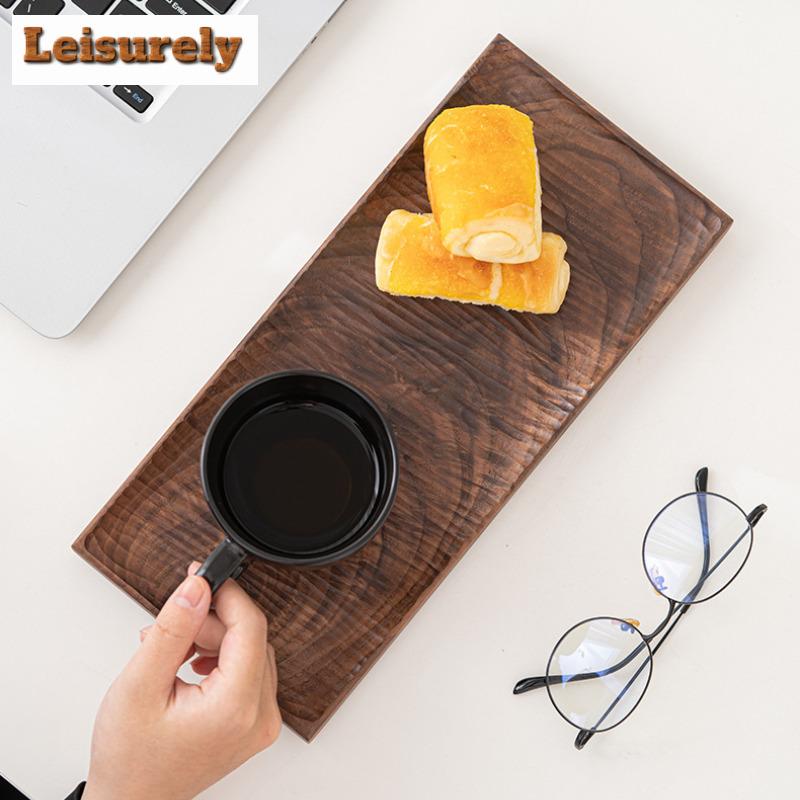 Walnut Rectangular Tea Tray Afternoon Tea Dessert Plate Coffee Storage Board Teapot Stove Insulation Dishes For Serving Tea Item