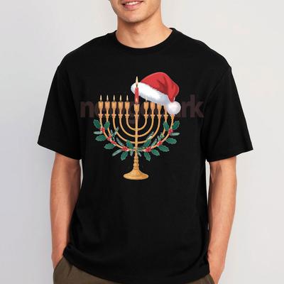 Happy Hanukkah Menorah Jewish Xmas Chanukah Family Matching TShirt Woman Man Cotton Casual Vintage Graphic T Shirts Ropa Hombre