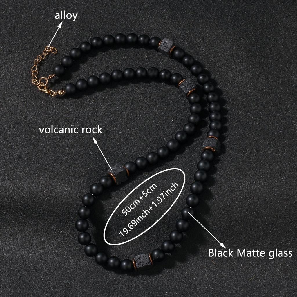 Festive Gifts Matte Onyx Lava Rock Beaded Bracelet With Copper Spacers Minimalist Fashion Jewelry For Men Women Daily Wear Simple Versatile Accessory