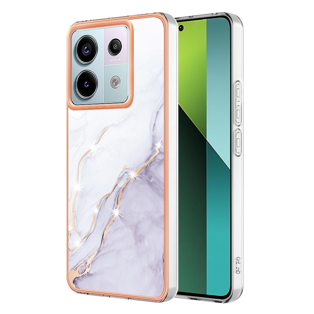 For Xiaomi Redmi Note 13 Pro 5G/Poco X6 5G TPU Case with IMD Marble Pattern Electroplated Back Cover