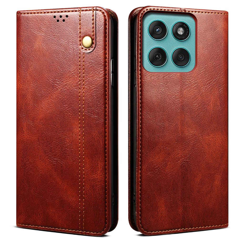 Für Motorola Moto G56 5G Hülle Crazy Horse Textur Wachsleder Brieftasche Ständer Handyhülle