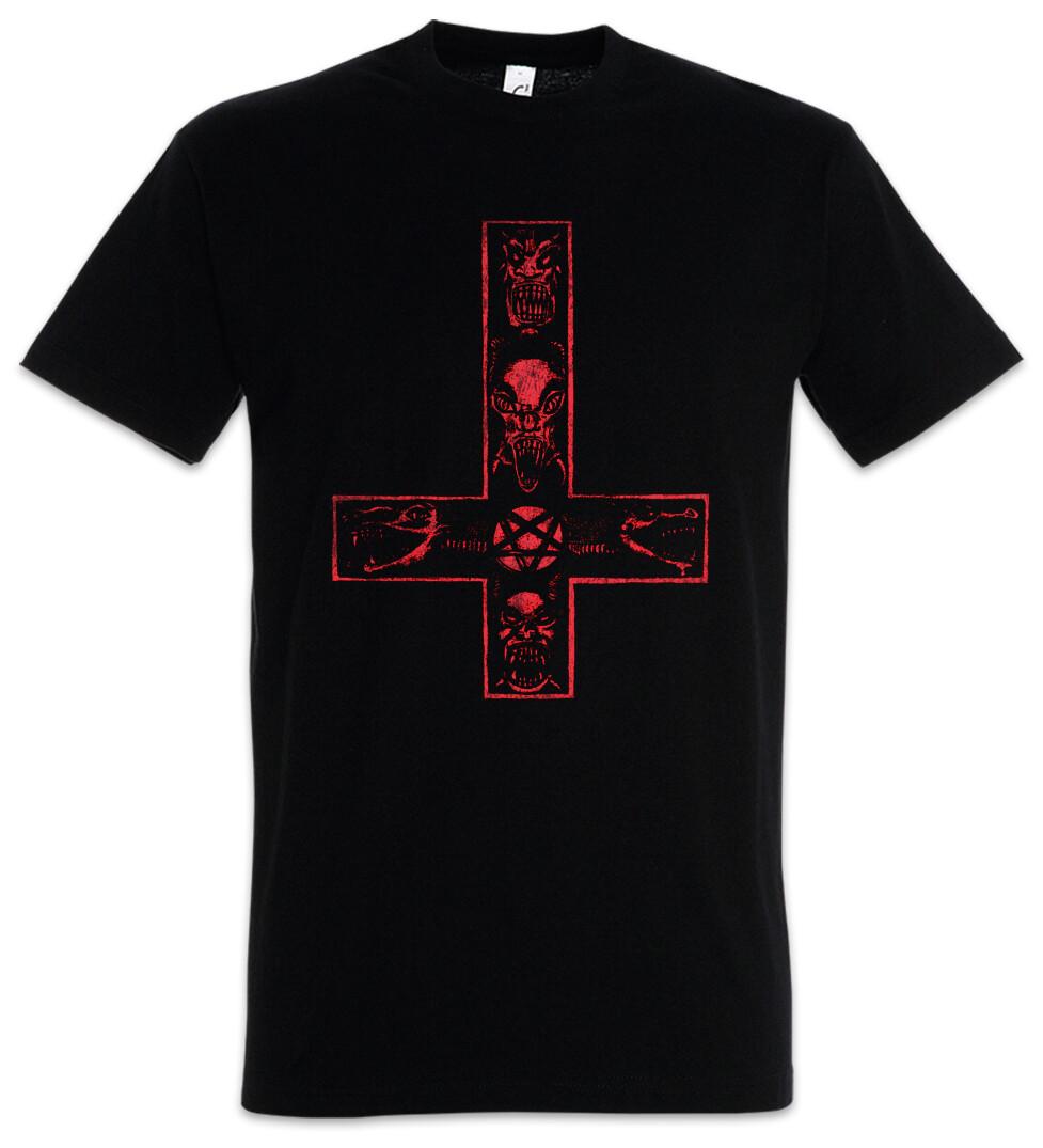 

Satanic Cross Men s T-Shirt Mens Womens Tees Top Aleister Pentagram Religion 666 Satan Devil Crowley XL