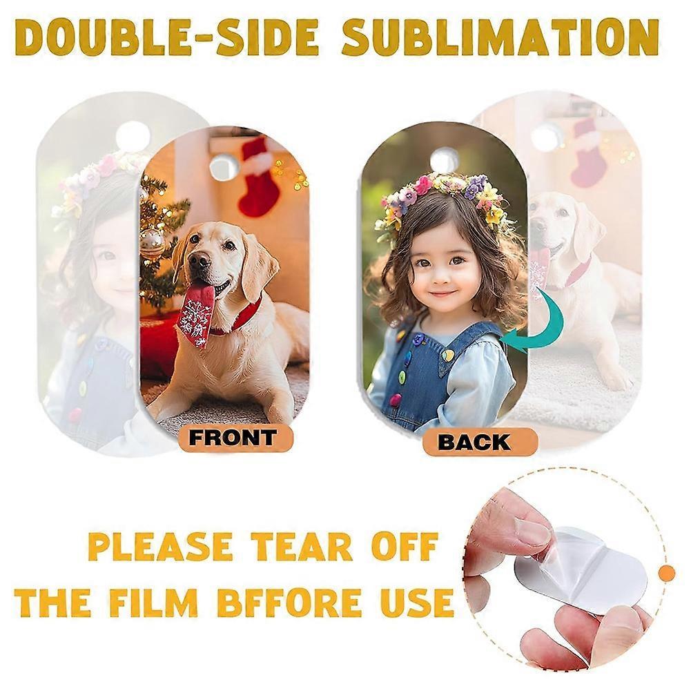 Sublimation Dog Tags Blanks 48 Pcs Aluminum Sublimation Dog Tag Chain Necklace Double Sided Dog Tags Oval for Pets