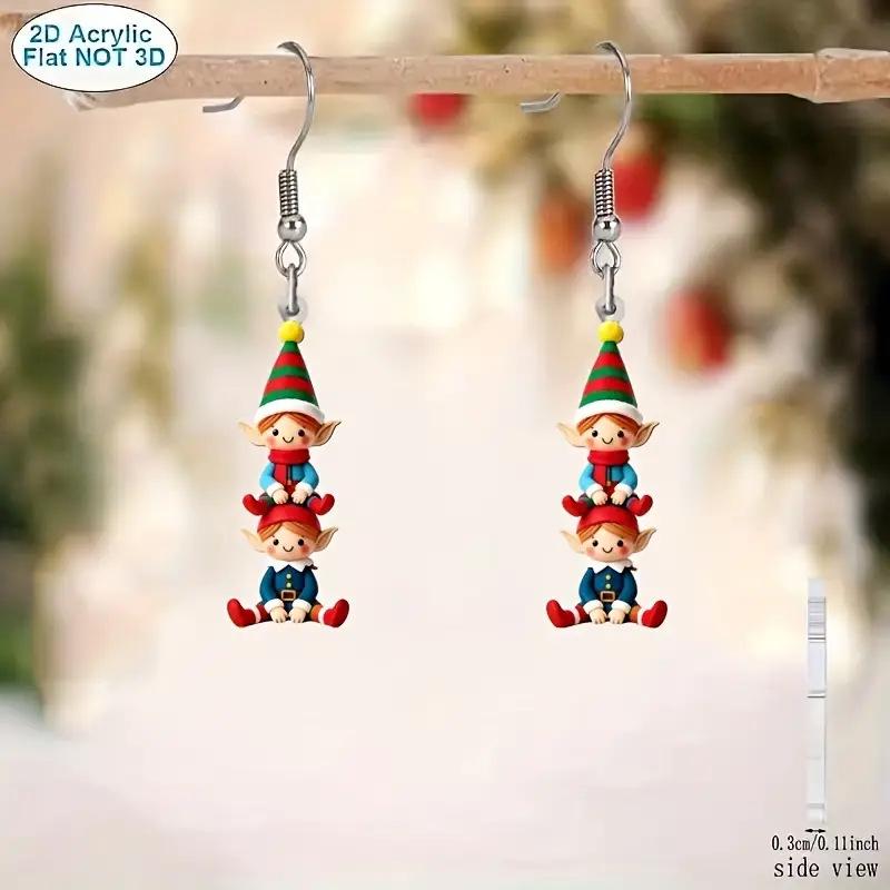 Grensoverschrijdende Kerstelf Soldaat Oorbellen - Schattige Acryl Cartoon Sieraden