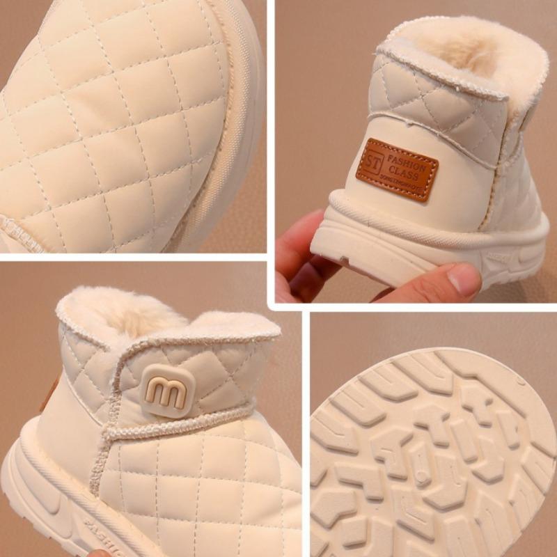 Girls' Plush and Thick Snow Boots Children's Warm Cotton Shoes Boys' Black Fur Short Boots