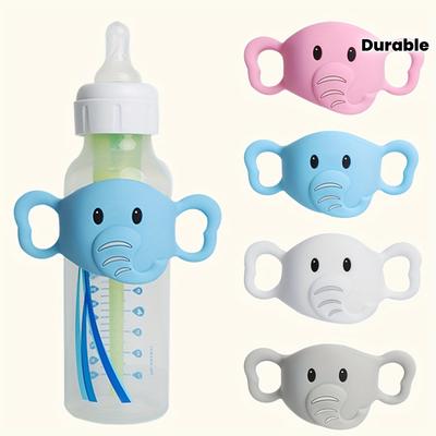 [Capa de Garrafa Elefante Fofo] Design de Elefantinho Fofo Capa de Silicone Anti-Queda|Suporte Durável e Estável para Mamadeira ou Copos de Transição