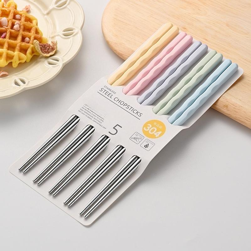 304 Stainless Steel Chopsticks Five-color Adult Chopsticks High Temperature Resistant Meal Chopsticks Public Chopsticks