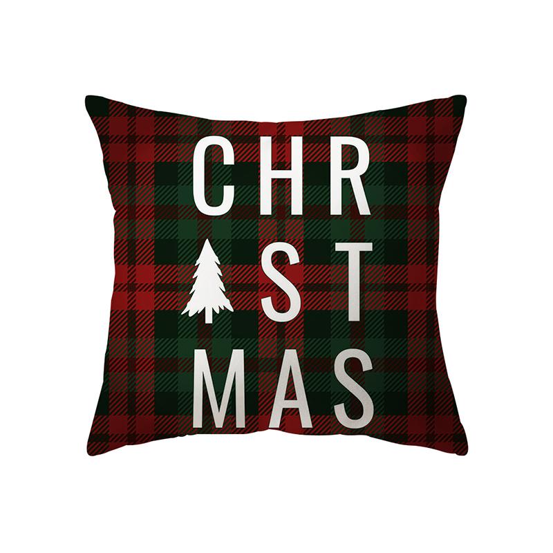 Christmas Theme Elk Print Pattern Cushion Cover Home Living Room Sofa Decoration Square Polyester Pillow Pillow Cover