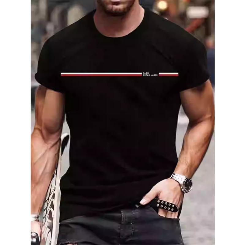 Men's Summer Business Leisure Comfortable Multi Style Fashionable 3D T-shirt- Soft Medium Stretch Polyester Fabric Summer Mens Relaxed Fit Clothing