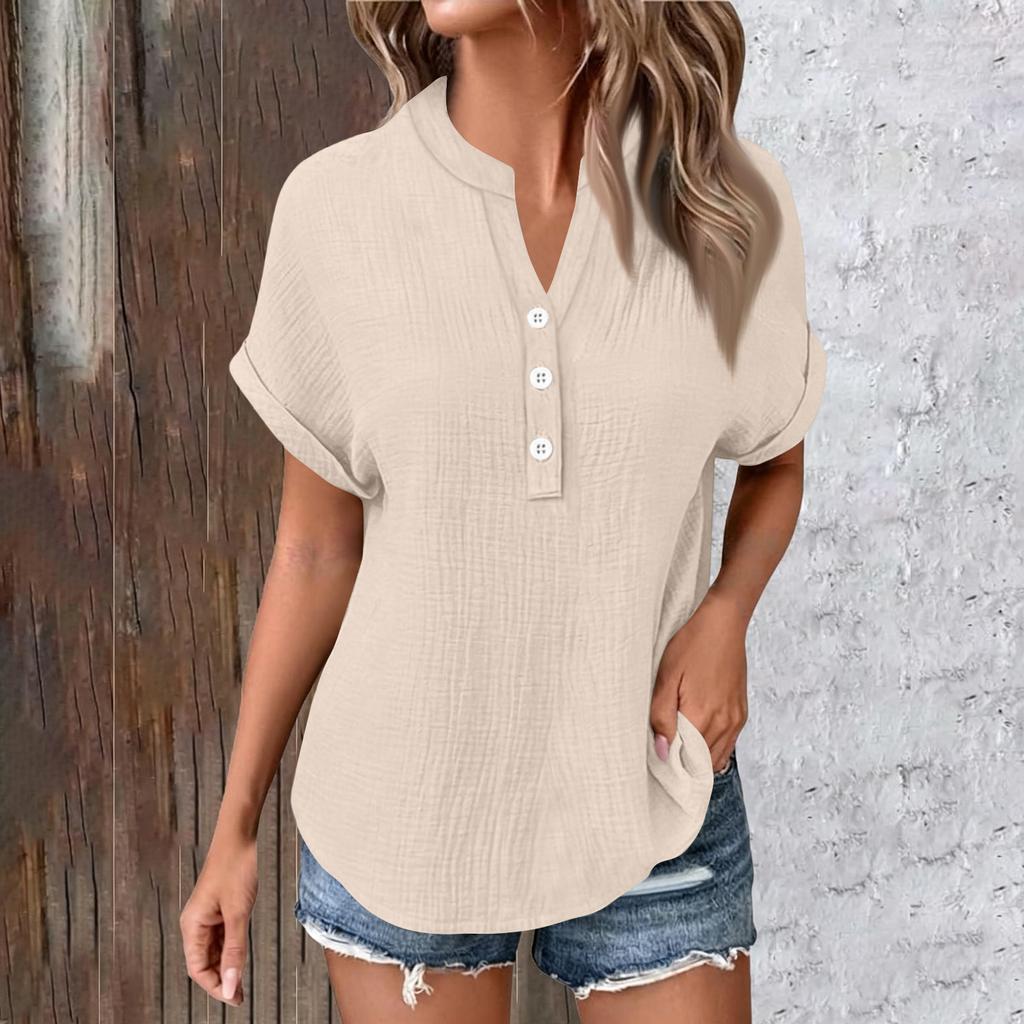 Womens Spring Tops Casual Short Sleeve Button Down Blouse Summer Shirts for Women Loose Fit Lightweight Womens Summer Shirts