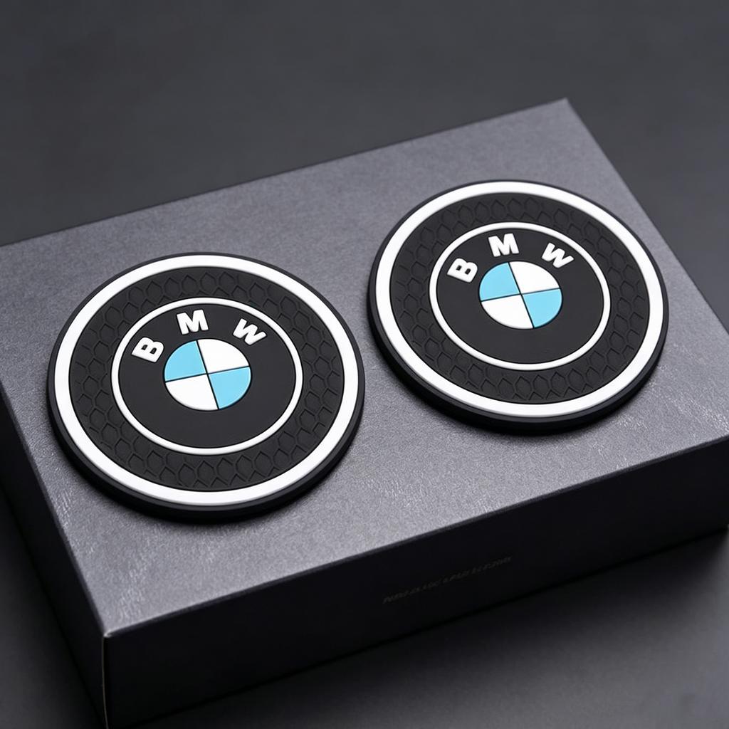 2Pc Car Emblem Anti-slip Cup Holder Mat For BMW X1 F48 E84 U11 X2 X3 E83 F25 G01 X4 X6 E71 X5 E70 F15 X7 GT E93 Auto Accessories kycp51 dbjs5
