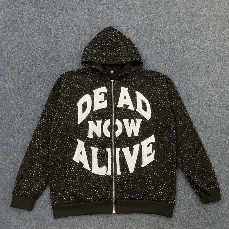 

Autumn and Winter Retro Dark Hot Diamond Adhesive Cloth Embroidered Printed Hoodie XL чорний