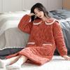 nightgown women's winter coral fleece thickened and piled three-layer padded cotton winter flannel new padded jacket loungewear