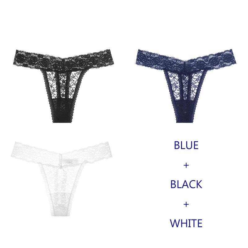 TERMEZY 3Pcs/Lot Women Lingerie G String Lace Underwear Femal Sexy T-back Thong Sheer Panties Japan Style Transparent Knickers