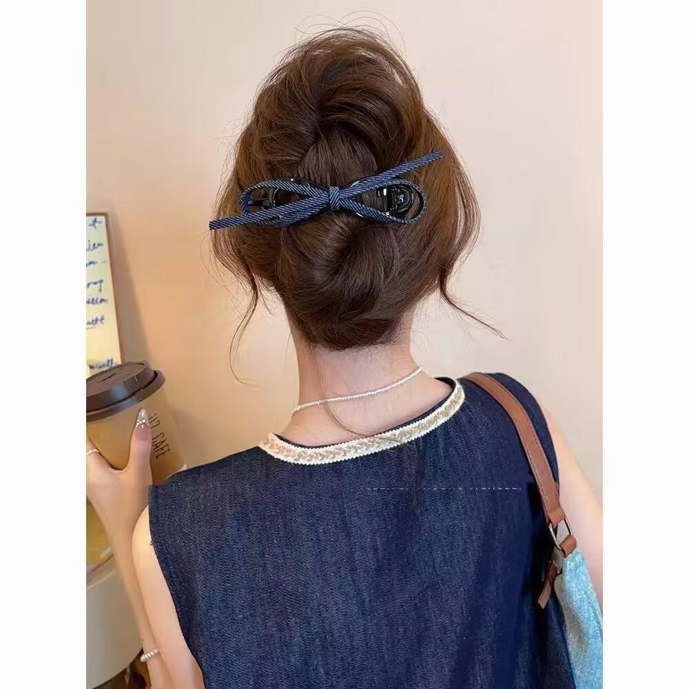 Damen Retro Denim Schleife Verdrehte Haarspange – Haaraccessoire im Stil 2025