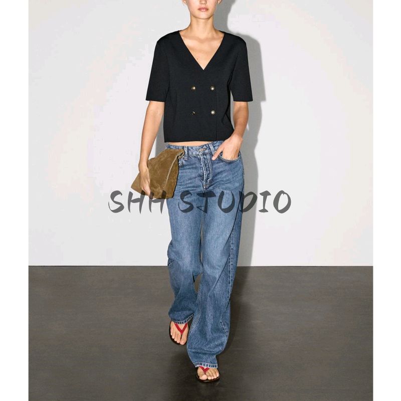 MD Spring/Summer New Arrival Women's French Style Classic Style Elegant Commute Style V Neck Short Sleeve Knitting Cardigan 5656573