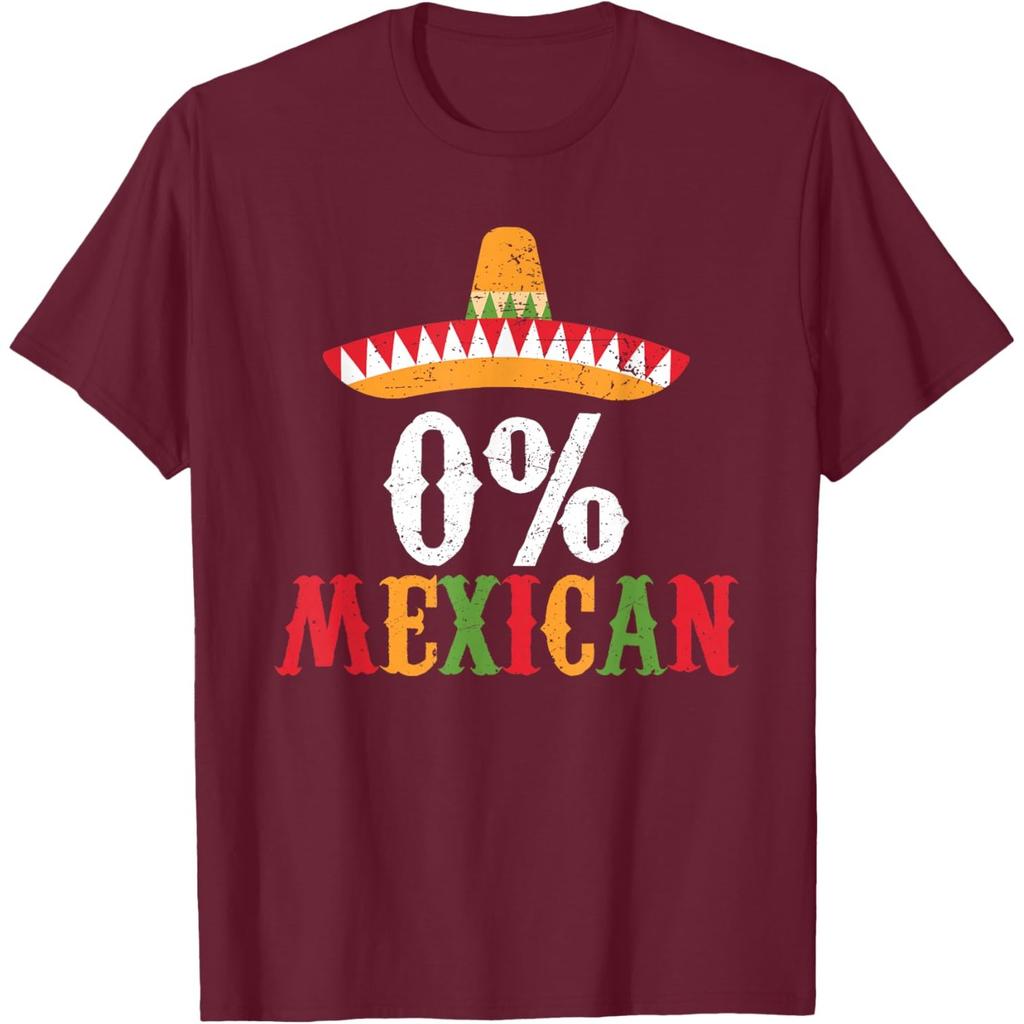 0 Prozent Mexikaner Lustiger Sombrero-Aufdruck Grafik-T-Shirt Lässiges Baumwoll-T-Shirt