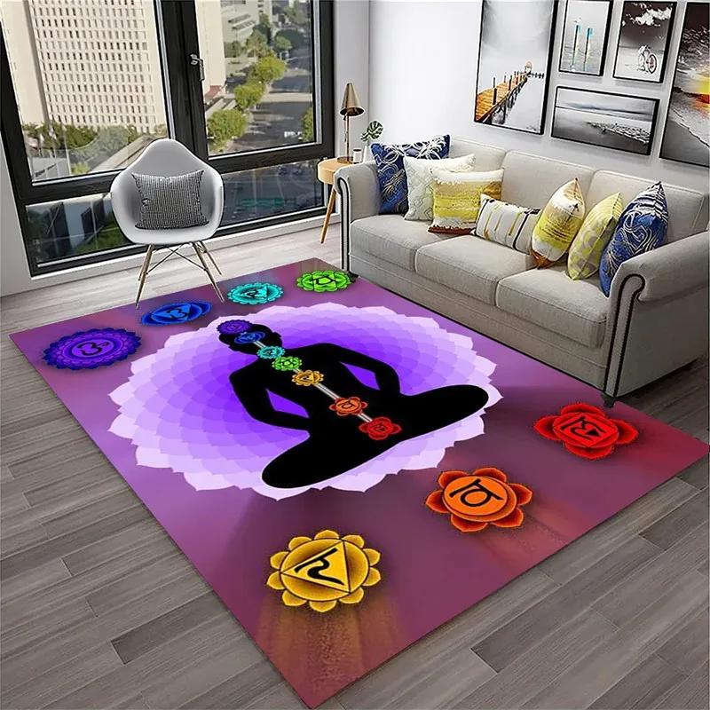 Rainbow 7 Chakra Yoga Meditation Soft Carpet Anti-slip Area Rug for Living Room Bedroom Sofa Doormat Decor Bathroom Floor Mat