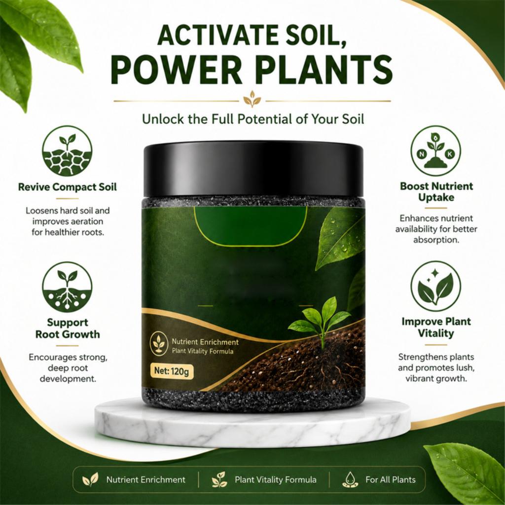 Ammendante per Terriccio per Piante 120g Formula di Arricchimento Nutrizionale per Piante da Interno ed Esterno Vitalità del Terreno e Supporto alla Crescita