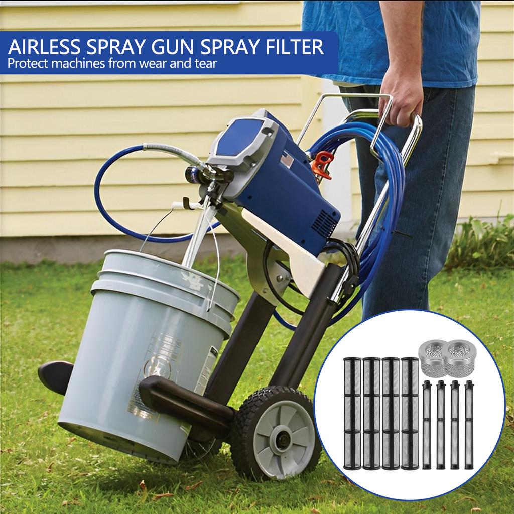 10 Stück Schwarzes Airless-Sprühpumpen-Filtergitter 60 Maschen Standard-Airless-Sprühwerkzeug-Filter Kompatibel für 695 795 Sprühgeräte