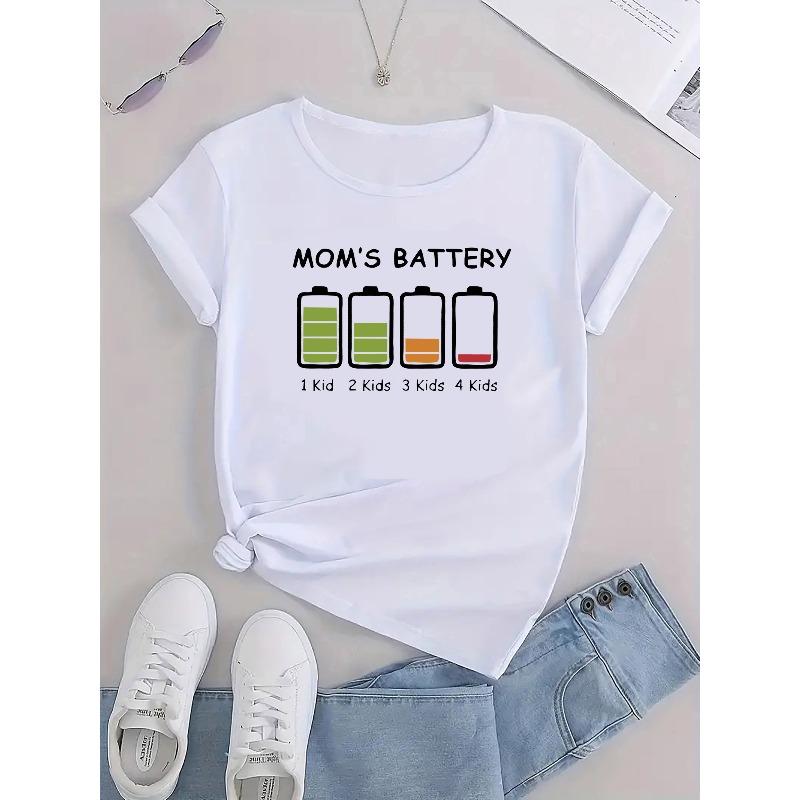 European sizes Women'S Casual Sports T-Shirt, Round Neck, Short Sleeves, Designed with Patterned Letter Prints