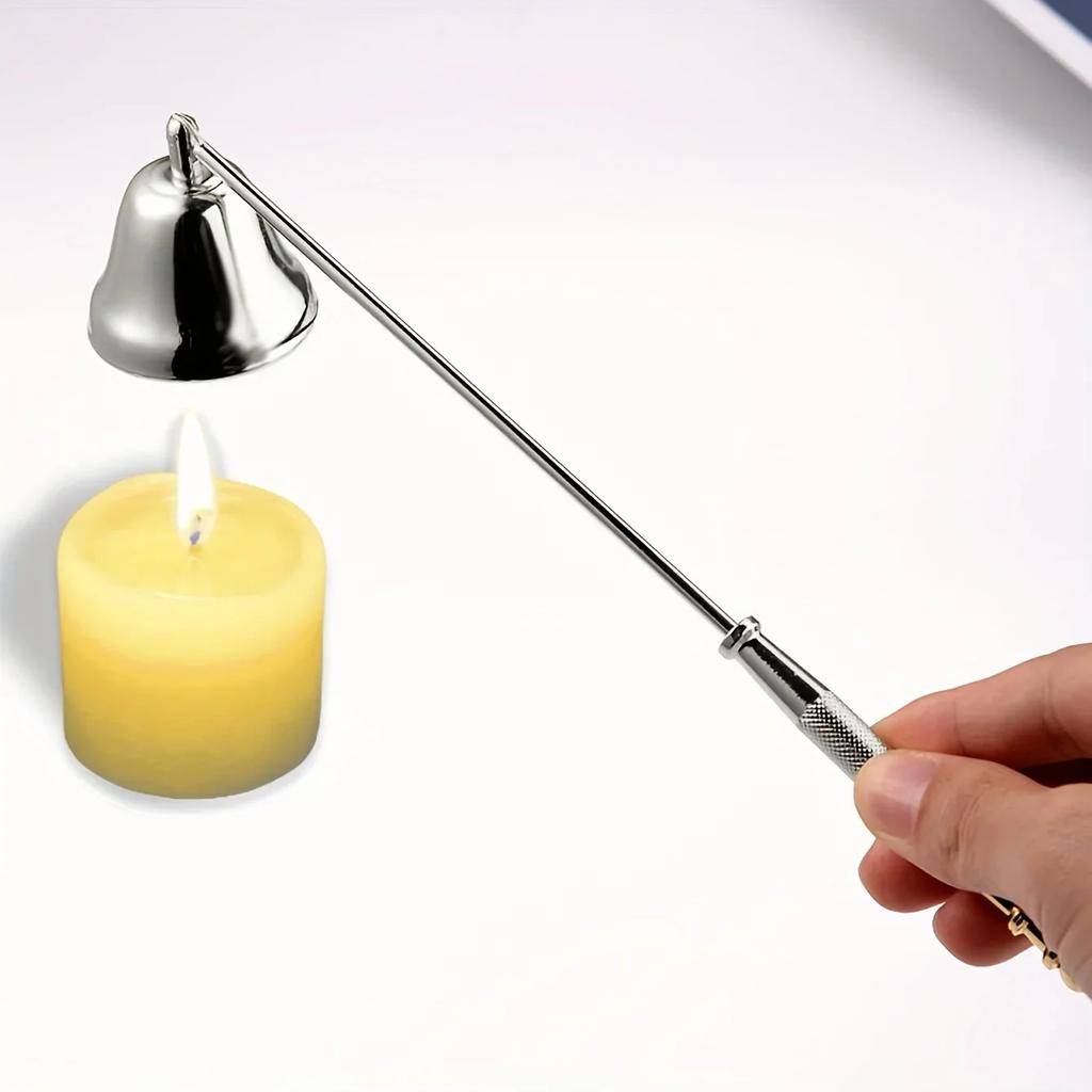 1pc Long Handle Candle Snuffer - Polished Stainless Steel Wick Flame Snuffer for Safe Placement of Candle Flames - Black Candle