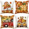 Thanksgiving Pillow Covers,Pumpkin & Autumn Leaf Design, Soft Flannel Sofa Cushion Covers for Home Decor,45x45cm, No Pillow Insert