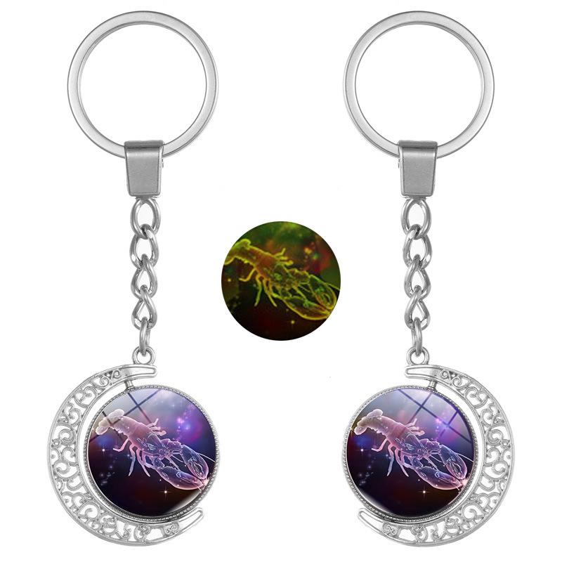 Double-Sided Luminous Zodiac Keychain Pendant for Backpacks – Couple Gift Accessory