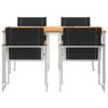 Garden Dining Set 5 Pcs Solid Acacia Wood and Stainless Steel