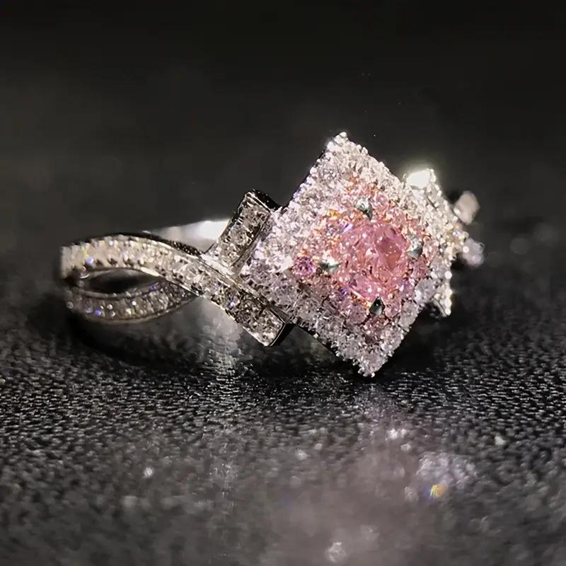 eBay's new accessories creative cross-wound pink diamond zircon ring, women's daily versatile hand jewelry