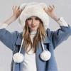 Winter Ladies Hat Fluffy Plush Thickened Heat Retention Ball Decor Ear Protection Solid Color Windproof Outdoor Camping Cycling Skiing Headwear -3-10