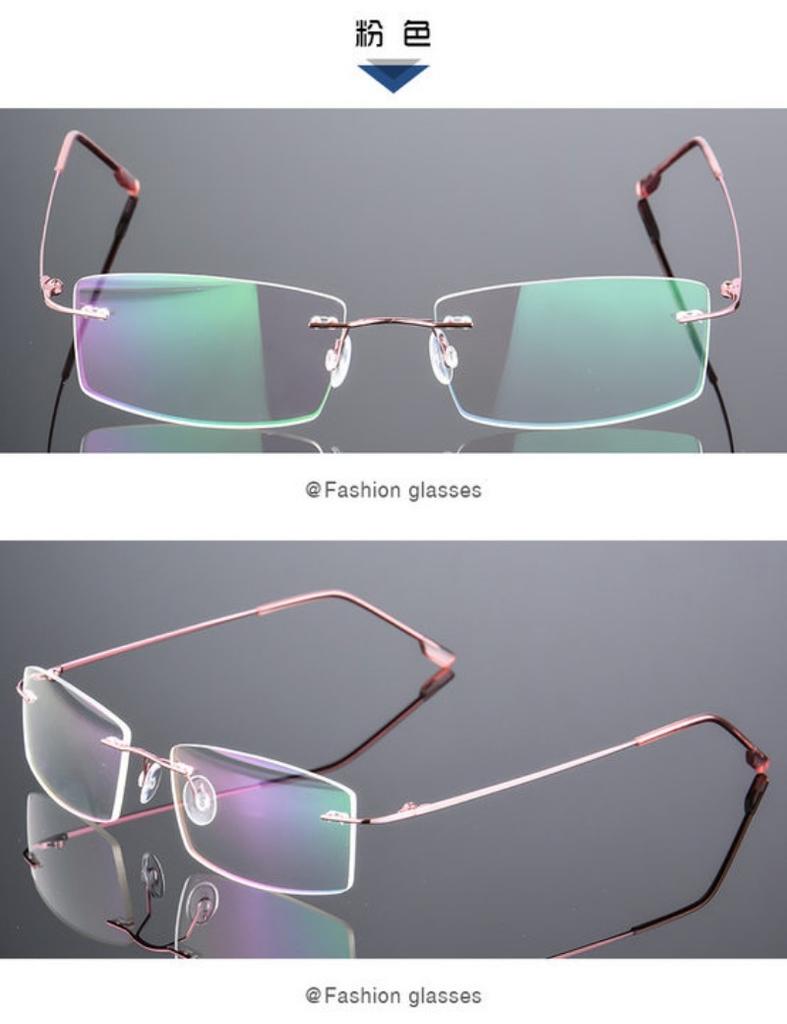 Women Rimless Reading Glasses Anti Blue Light Anti Fatigue Presbyopic Glasses Clear Lens Cut Edge Design