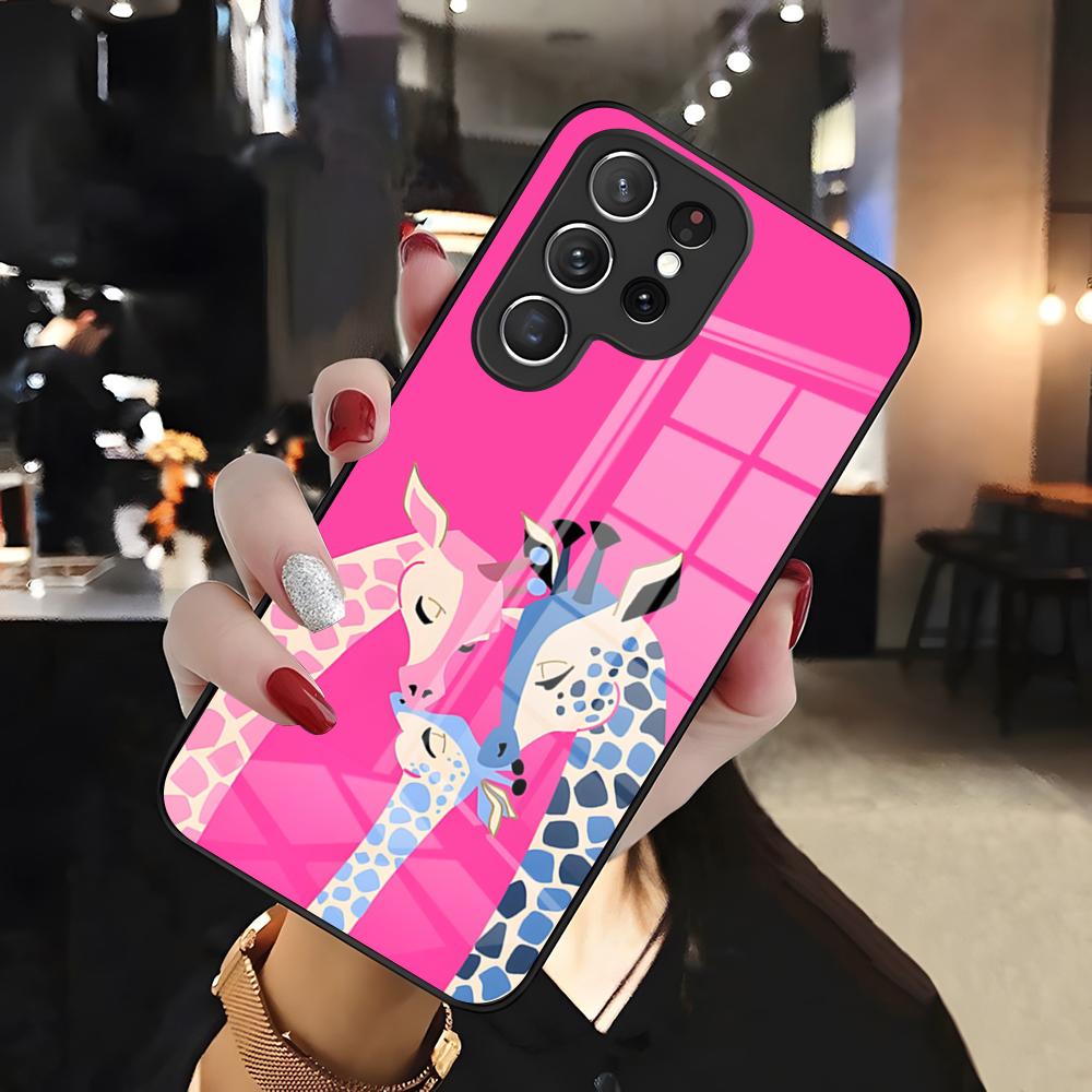 Giraffe Illustration Phone Case For Samsung S26 S25 Edge Ultra 24 23 22 21 Ultra Plus Fe A55 56 15 4G 5G Glass Cover