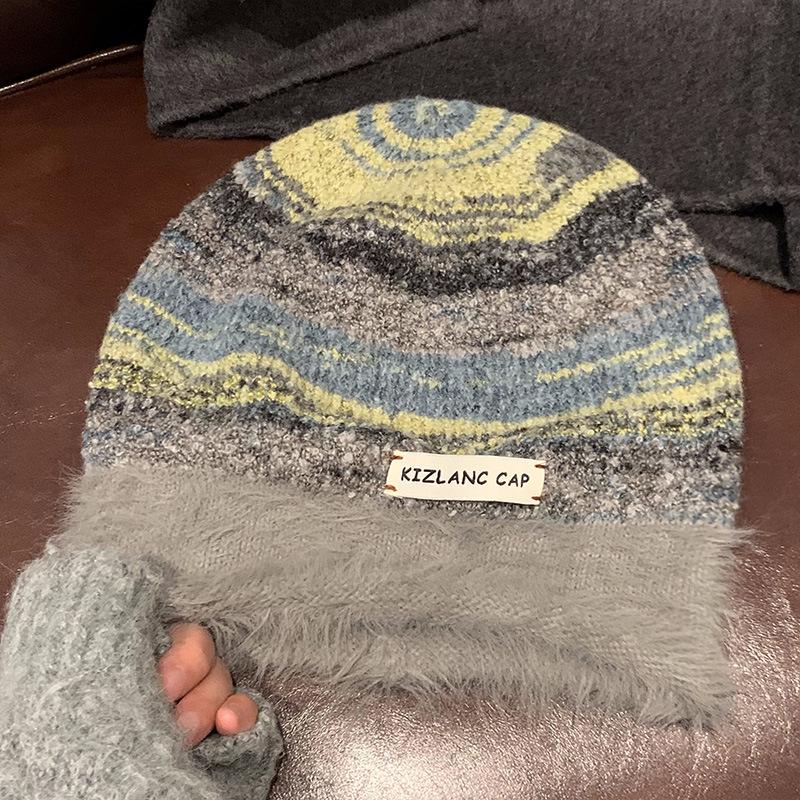 Women's autumn and winter hats, crimped warm knitted hats, ear protectors, cold-proof pullovers, and headcaps for men
