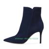 Fashion Women Pointed Toe Ankle Boots Stiletto High Heel Side Zipper Short Boots Solid Color Suede/leather Spring Autumn New Women Boots