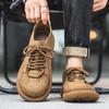 Men’s Retro Boots Shoes Fashion Casual Driving Shoes Black Khaki Wide Head Shoes Plus Size
