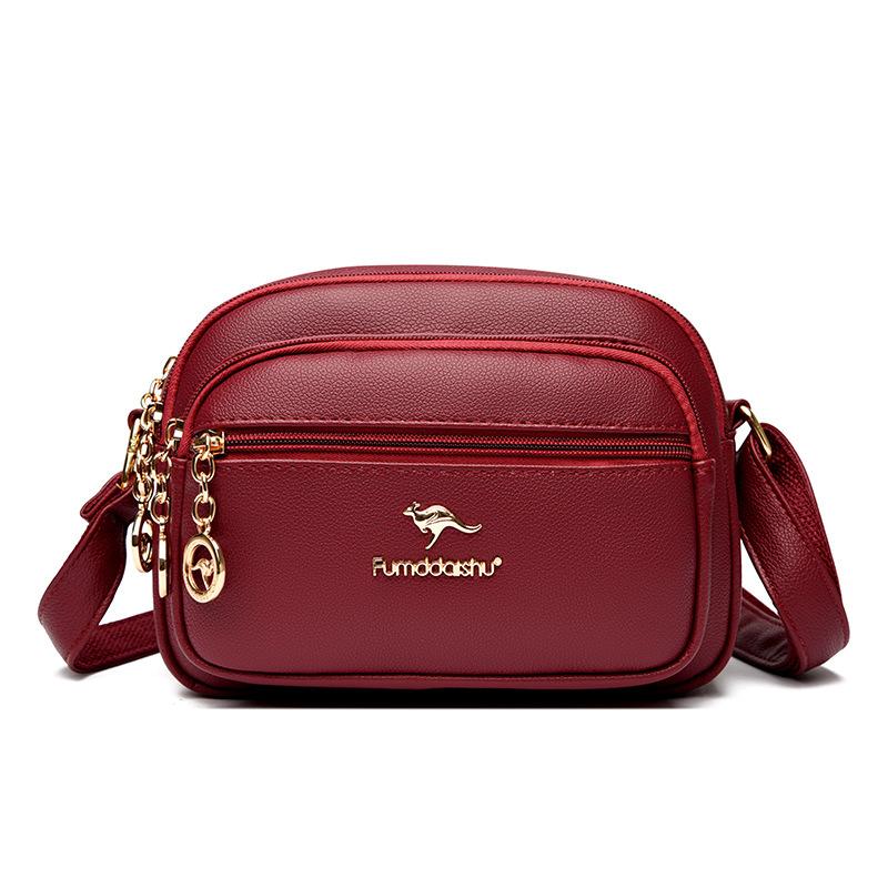 

PU leather women s bag, multi-pocket lightweight single-shoulder bag, commuting waterproof, large-capacity crossbody bag червоний