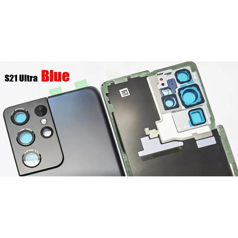 OEM Glass Parts Back Cover Case For SAM-S21 Ultra S21U S21ULTRA 5G Back Glass Rear Cover Battery Door with Camera Glass&Adhesive