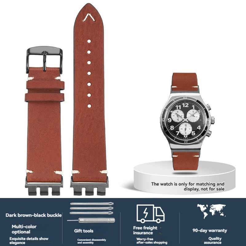

Для Swatch YVS420 YVS454 YVS451 YVS400 Серії М який Італійський Телячий Шкіряний Ремінець для Годинника Ремінець 21мм Теляча Шкіра Вінтажний Наручний Ремінець 21mm темний коричнево чорного кольору