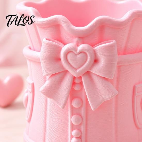 Desktop Organization Cup Pink Bow Makeup Brush Holder, 3D Printed Desk Organizer, Cosmetic Holder Brushes & Pen Storage for Vanity Decoration