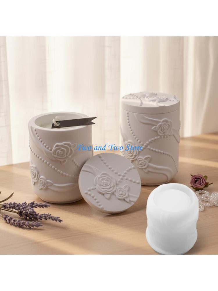 HX6F Embossed Silicone Mold For Ribbon Storage Jars Crafting And Resin Art Projects CN