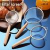 Wooden Handle Stainless Steel Mesh Funnel Sieve: Small Kitchen and Baking Tool for Filtering Juice, Soy Milk, and Residue.