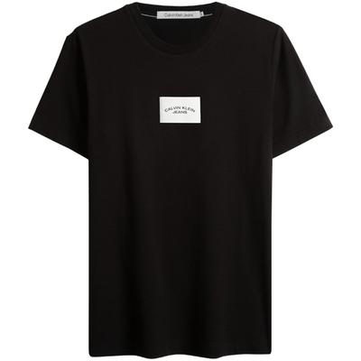 Casual Minimalist Color Block Hollow Letter Round Neck Short Sleeve T-Shirt Men Tops Space-Black J323926BEH