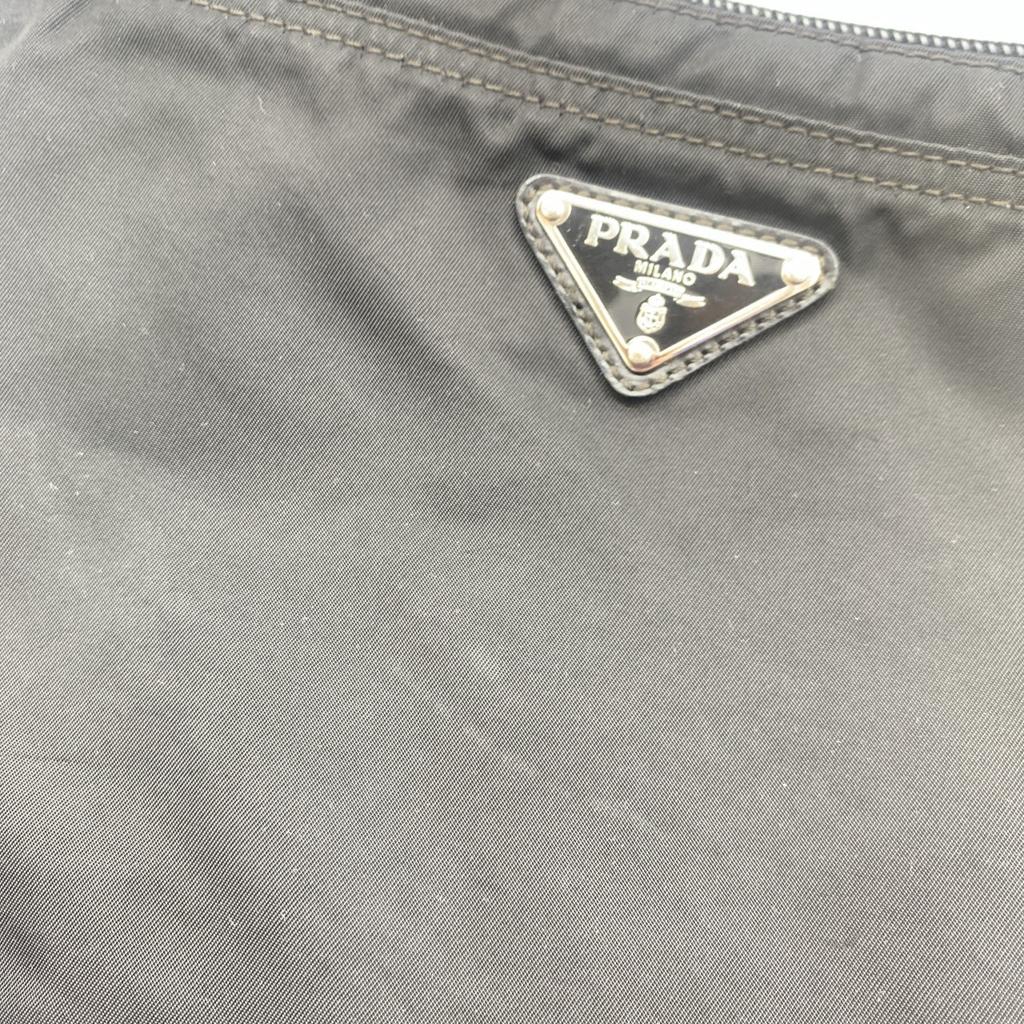 PRADA Tessuto Nylon Shoulder Bag Crossbody Pochette Sacoche Silver Hardware Triangle Logo Plate Black Men Women